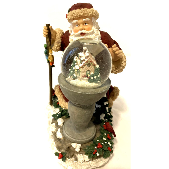 Pfaltzgraff Santa Claus Is Coming to Town Snow Globe Musical Figurine 10" Tall - Picture 6 of 9